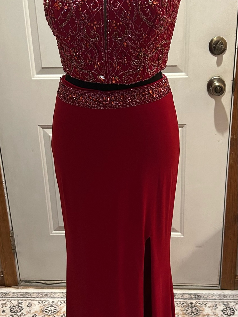 Red Beaded Two-Piece Special Occasion Gown NWOT